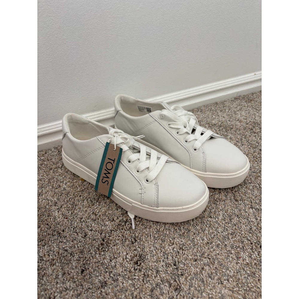 TOMS Kameron Lace-Up Sneakers – White Leather – Women's 8.5 – NWT (No Box) - Picture 2 of 8